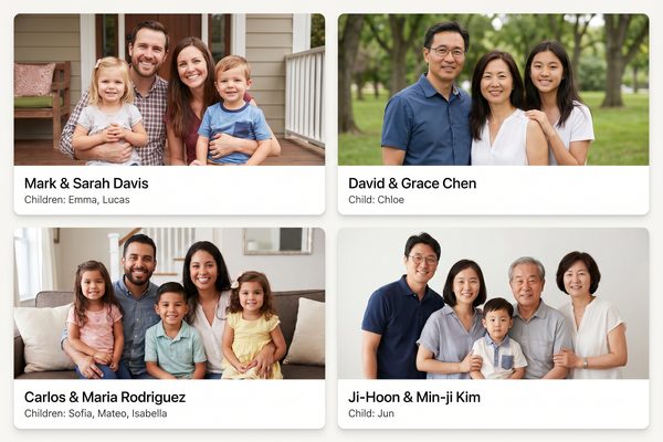 Church pictorial directory with family photos and names